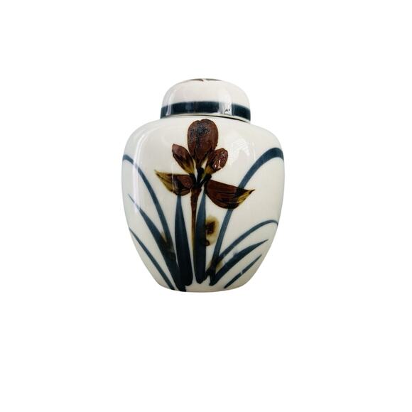 Vintage Ceramic Ginger Jar Lid Hand Painted Oriental Collection Japan Lily Urn - Picture 2 of 14